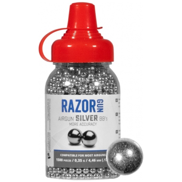 Šratai RazorGun Silver BBS 4,5mm 1500vnt